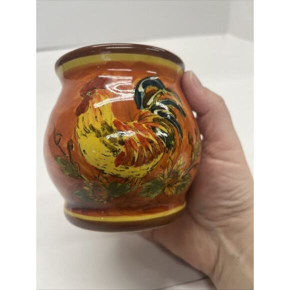 Maxcera Ceramic Rooster And Sunflower Creamer and Sugar Set - Picture 11 of 12